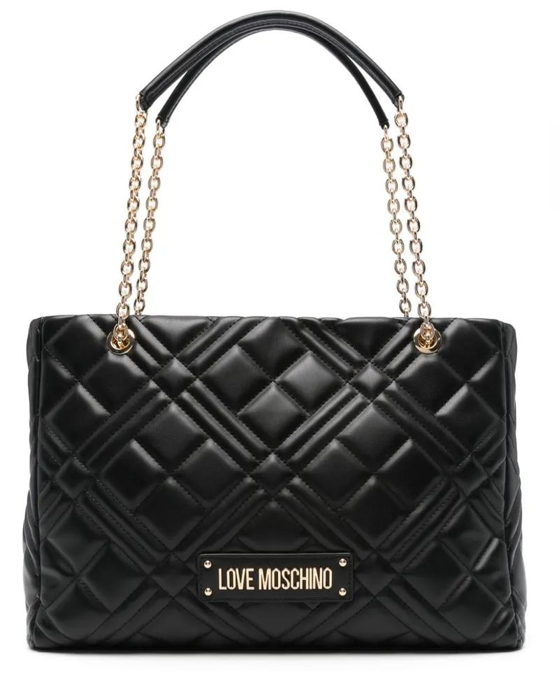 Moschino Gesteppte Schultertasche - Schwarz Schwarz