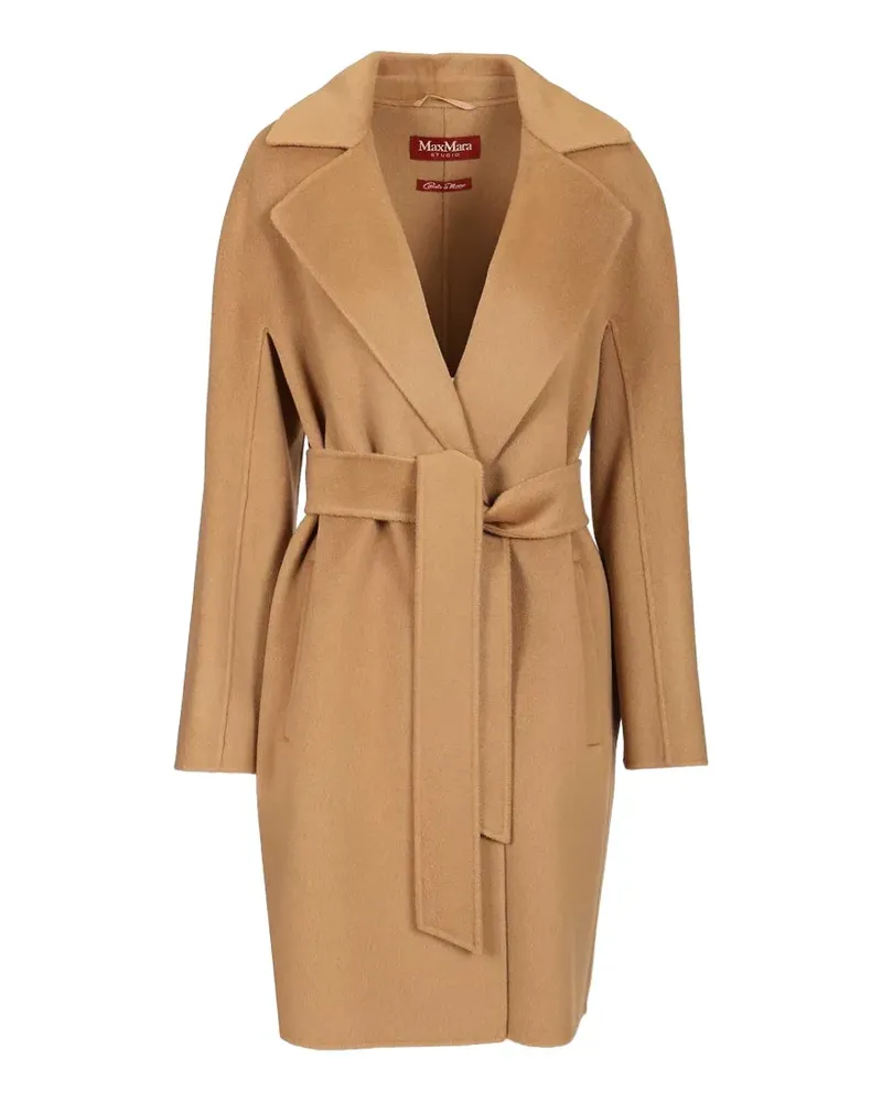 Max Mara Einreihiger Mantel mit Gürtel - Nude Nude