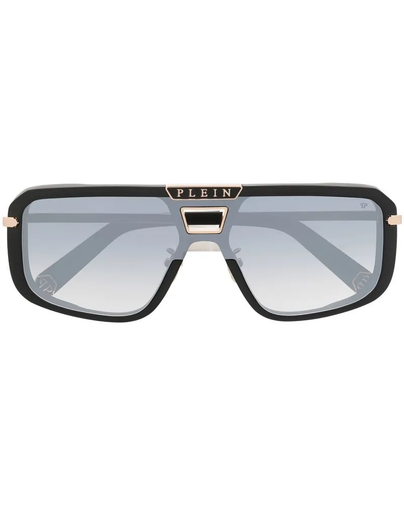 Philipp Plein Sonnenbrille mit eckigem Gestell - Schwarz Schwarz