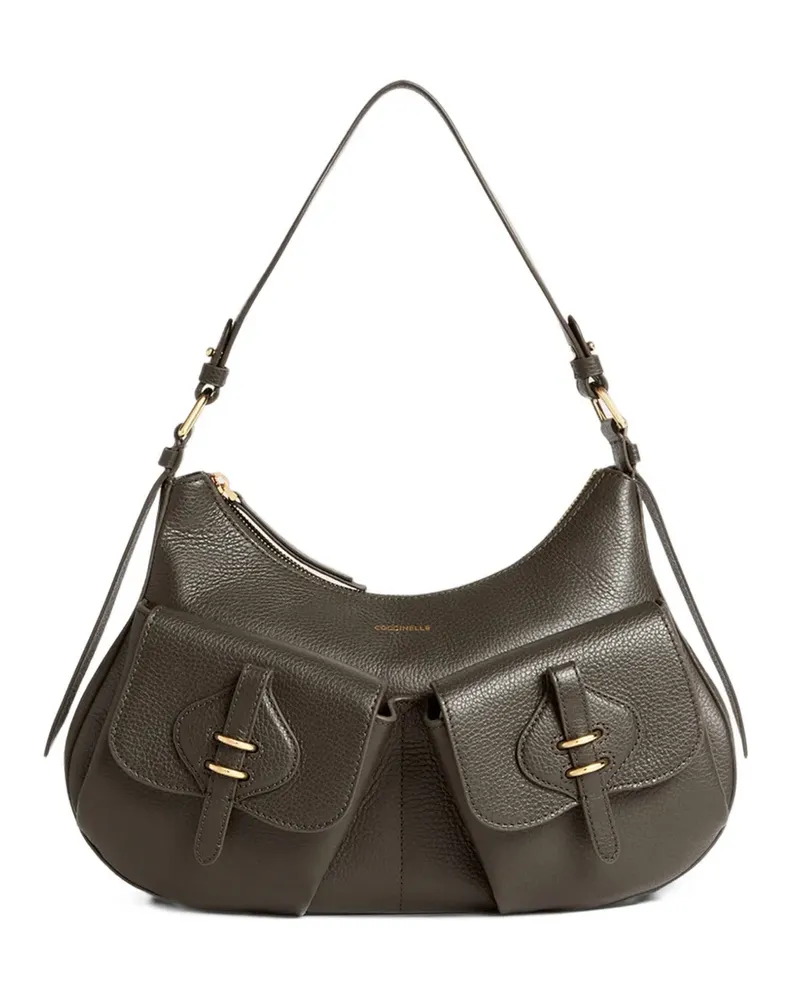 Coccinelle medium pocket-detail pebbled shoulder bag - Grün Grün