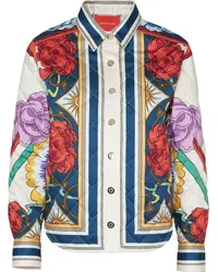 La DoubleJ Steppjacke mit Blumen-Print Weiß