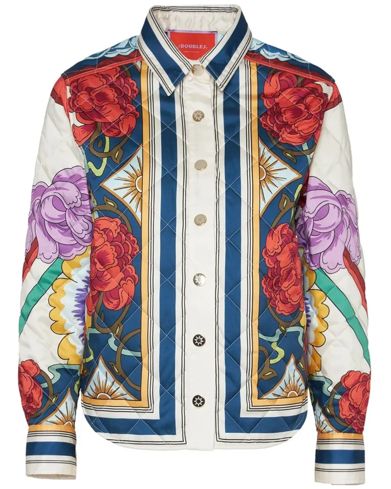 La DoubleJ Steppjacke mit Blumen-Print - Weiß Weiß