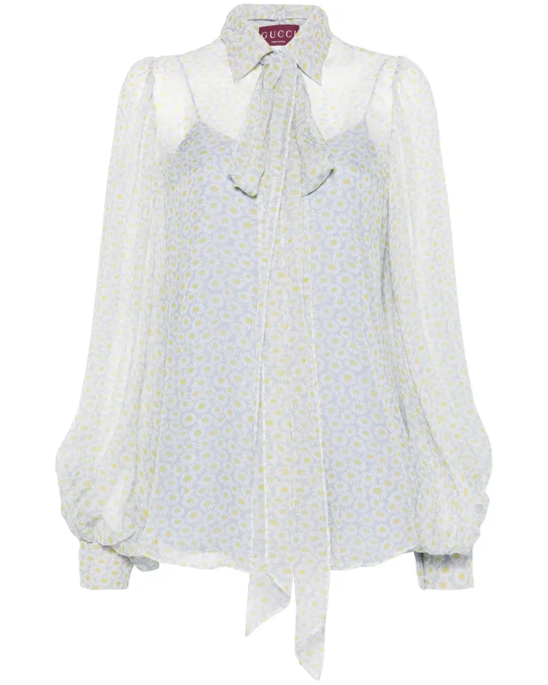 Gucci Seidenhemd mit Print - Grau Grau