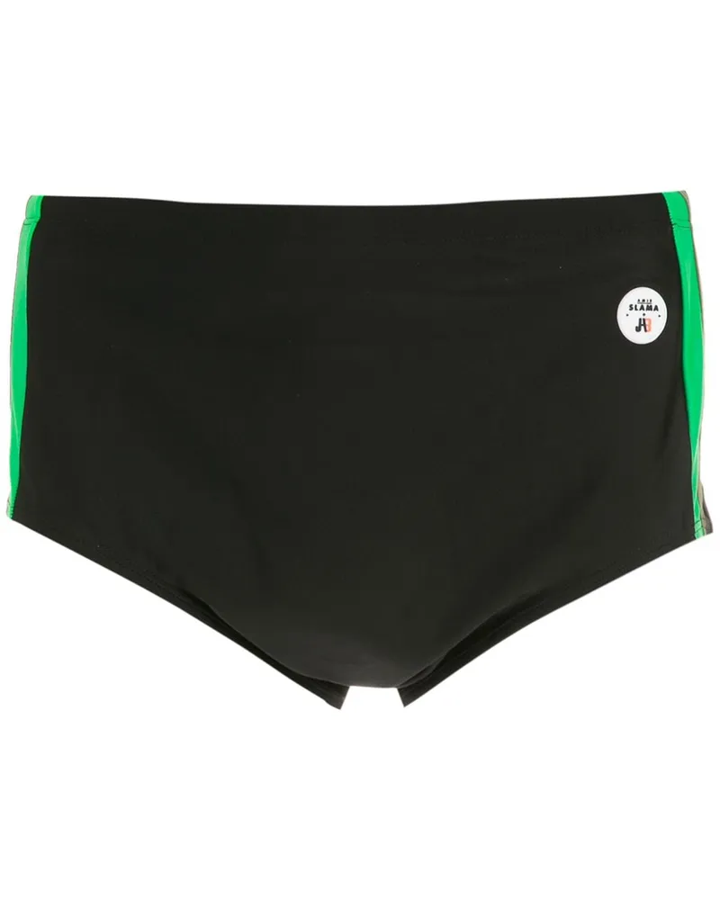 Amir Slama Badeshorts mit Streifen - Schwarz Schwarz