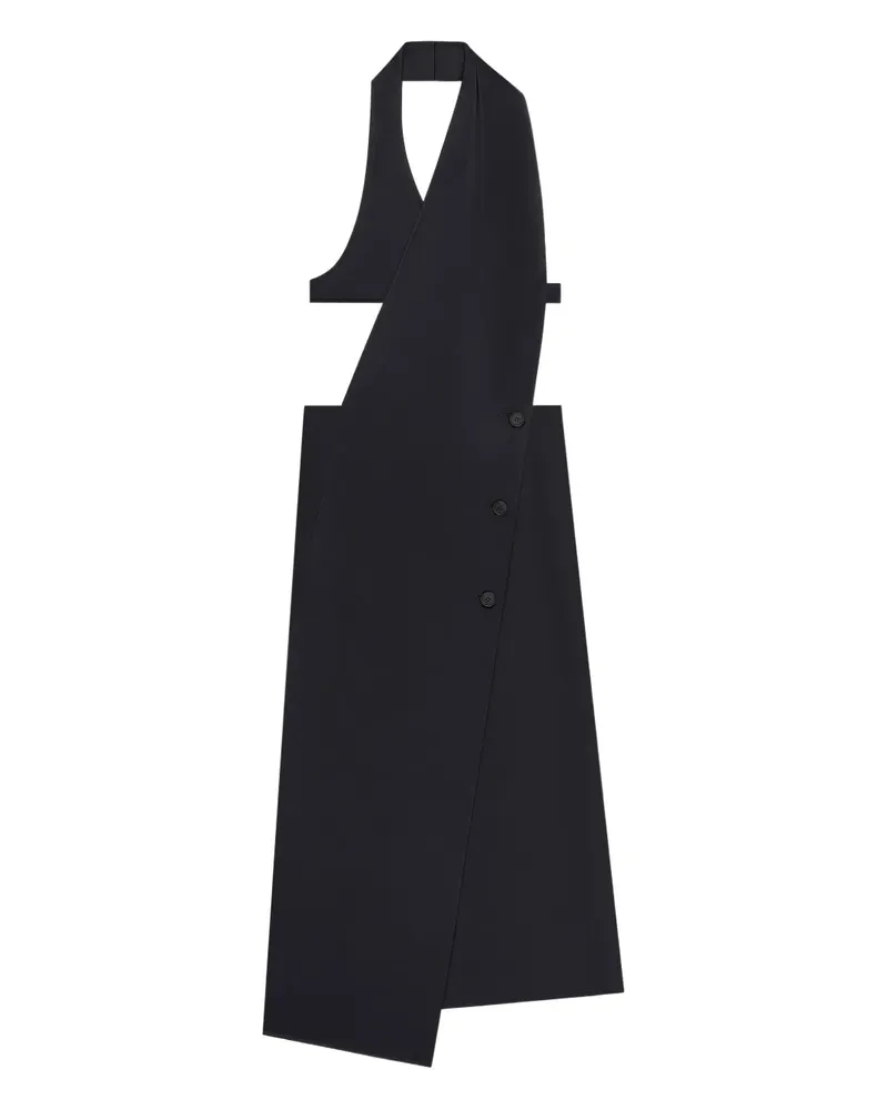 Courrèges Doppelreihiges Midikleid mit überkreuztem Design - Schwarz Schwarz
