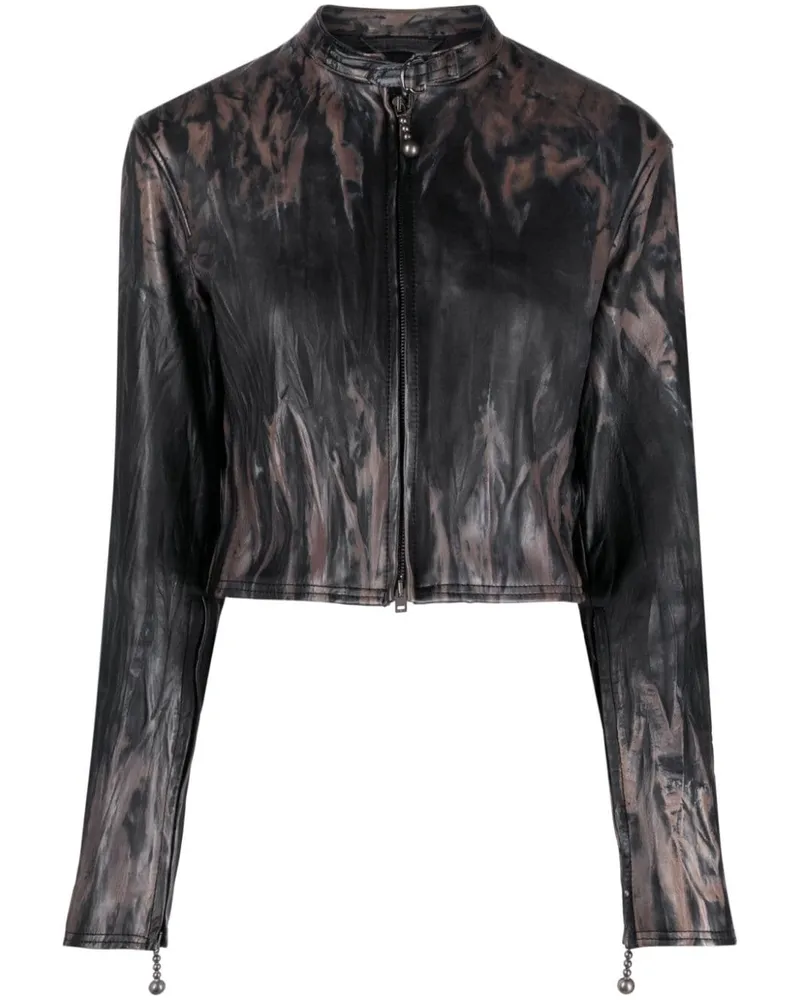 Acne Studios Ausgeblichene Lederjacke Schwarz