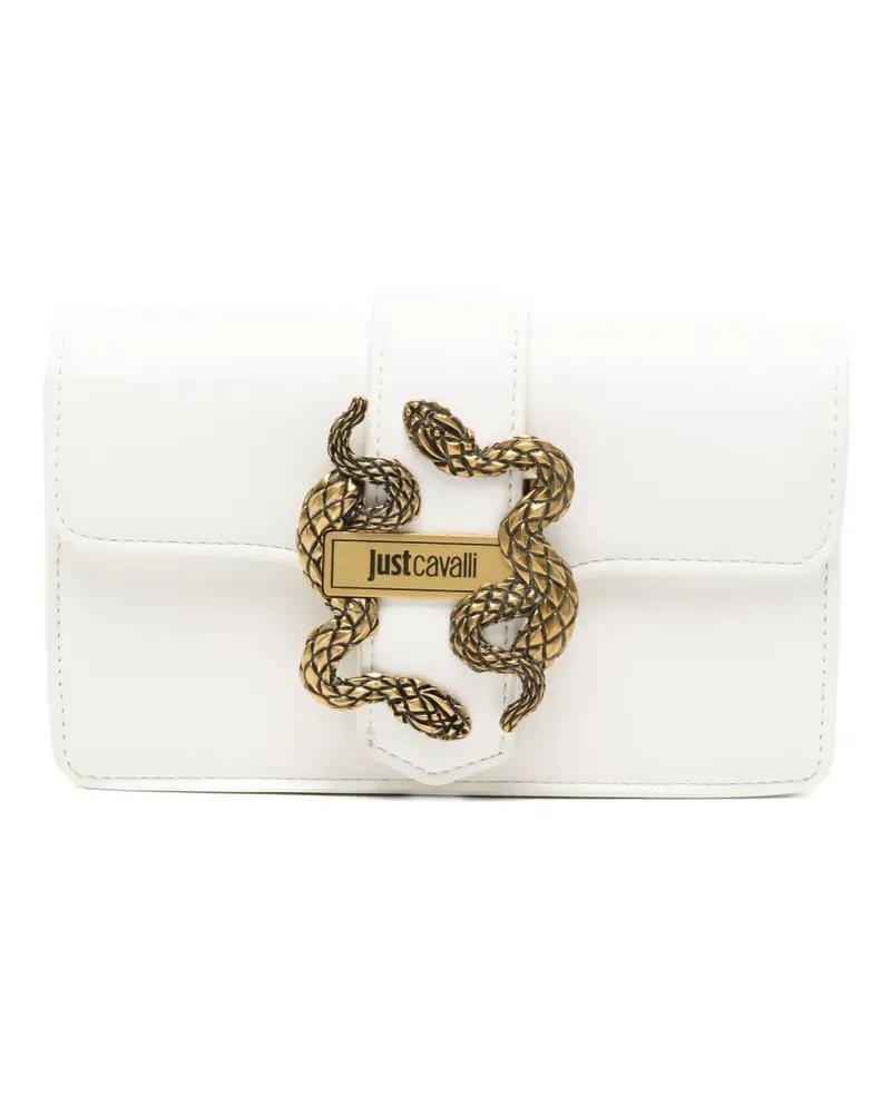 Just Cavalli snake-detail clutch bag - Weiß Weiß