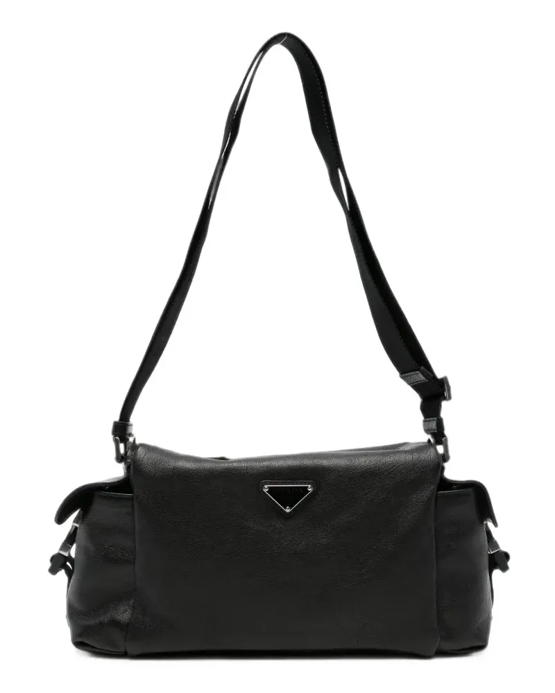 Prada logo-plaque shoulder bag - Schwarz Schwarz