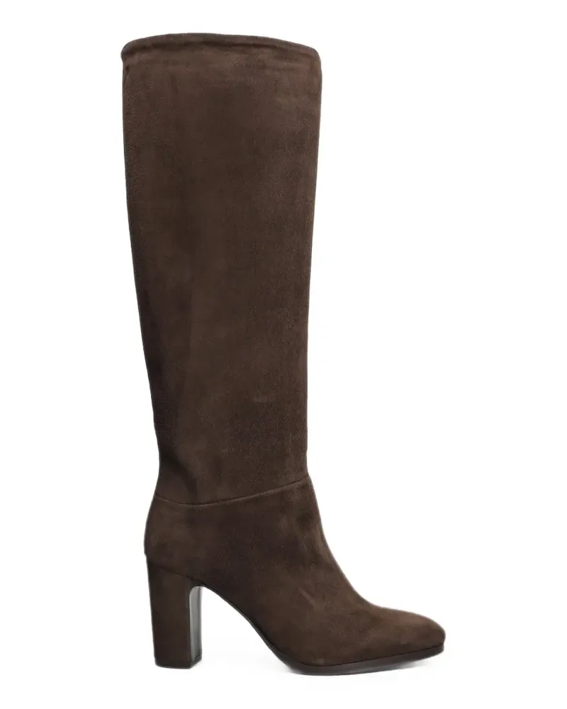 Julie Dee Wildlederstiefel mit Blockabsatz - Braun Braun