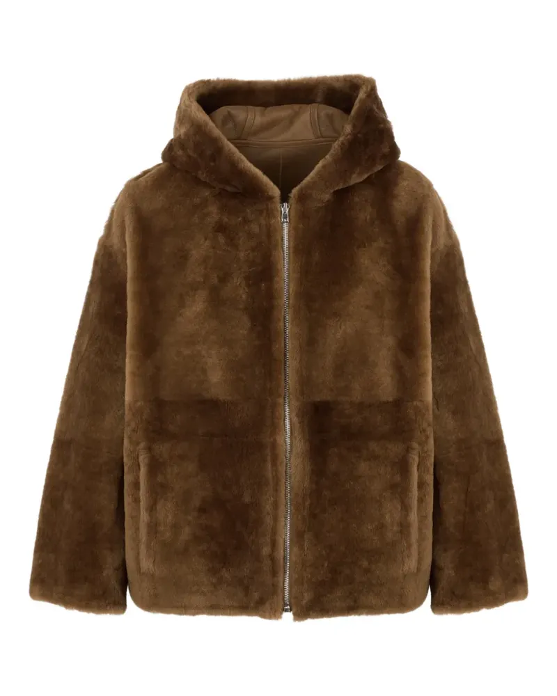 Yves Salomon Shearling-Jacke mit Kapuze - Braun Braun
