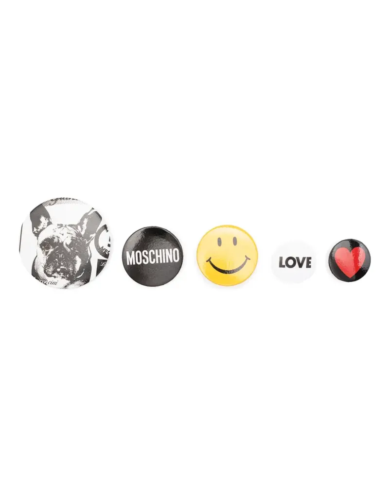 Moschino Anstecknadeln mit Logo (5er-Set) - Schwarz Schwarz