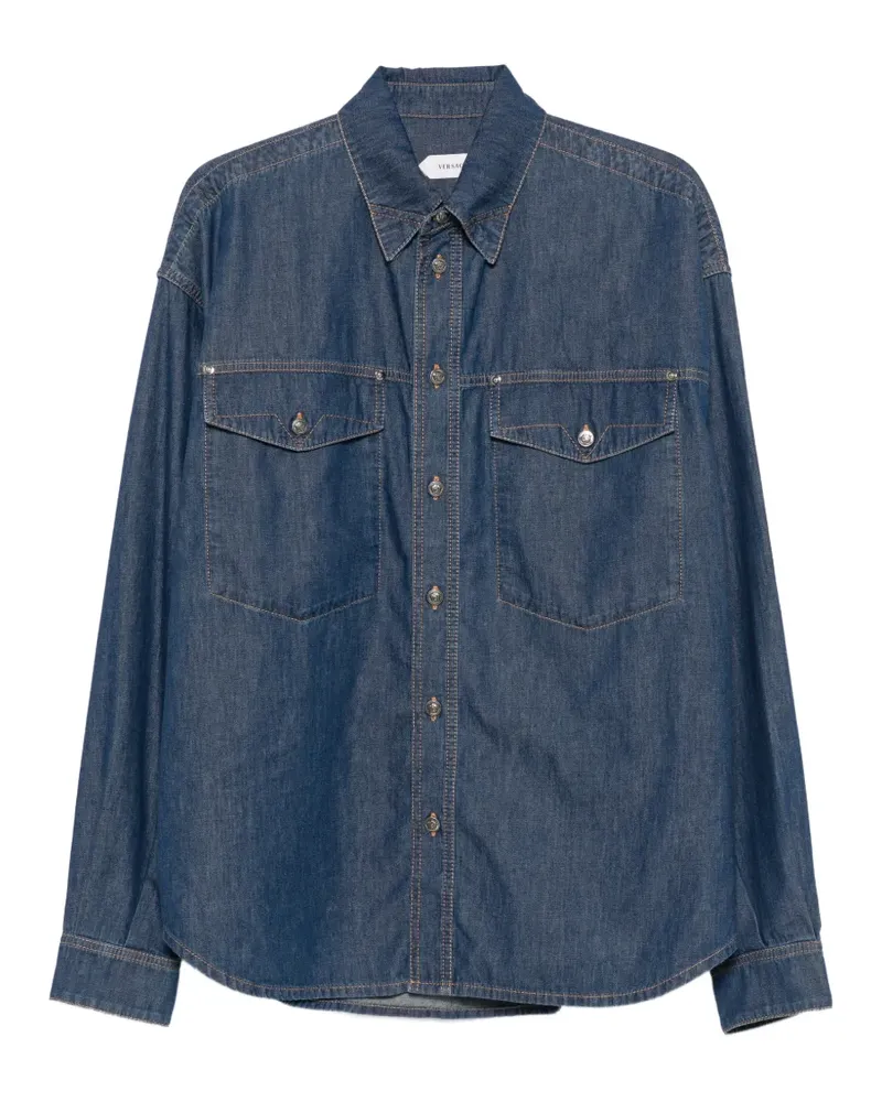 Versace Hemd mit Logo-Stickerei - Blau Blau