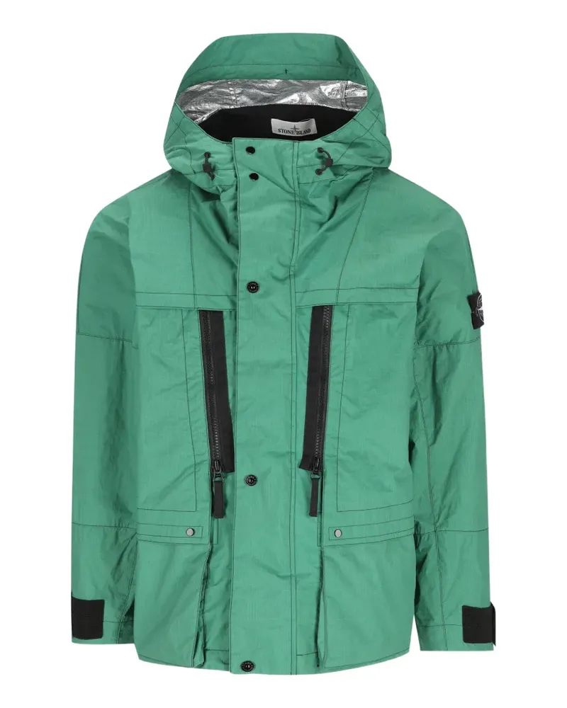 Stone Island logo-badge hooded jacket - Grün Grün