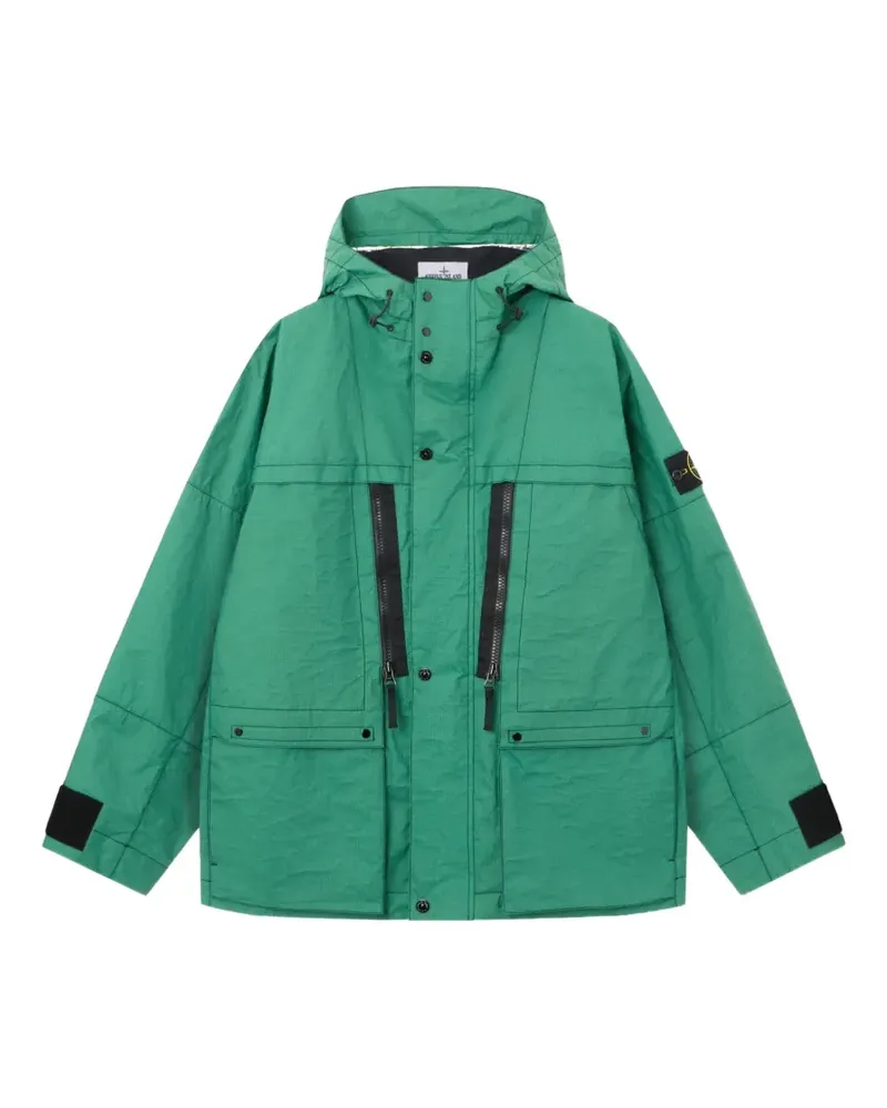 Stone Island Kapuzenjacke mit Logo-Patch - Grün Grün