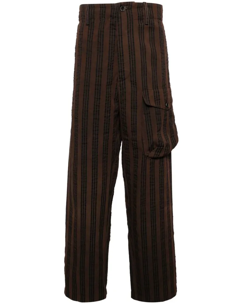 Uma Wang Baggy-Hose mit Längsstreifen - Braun Braun