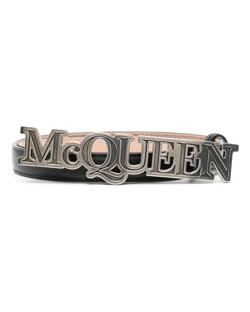 Alexander McQueen Gürtel mit Logo-Schild - Schwarz Schwarz