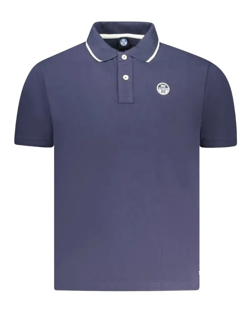 North Sails logo-patch tipped polo shirt - Blau Blau