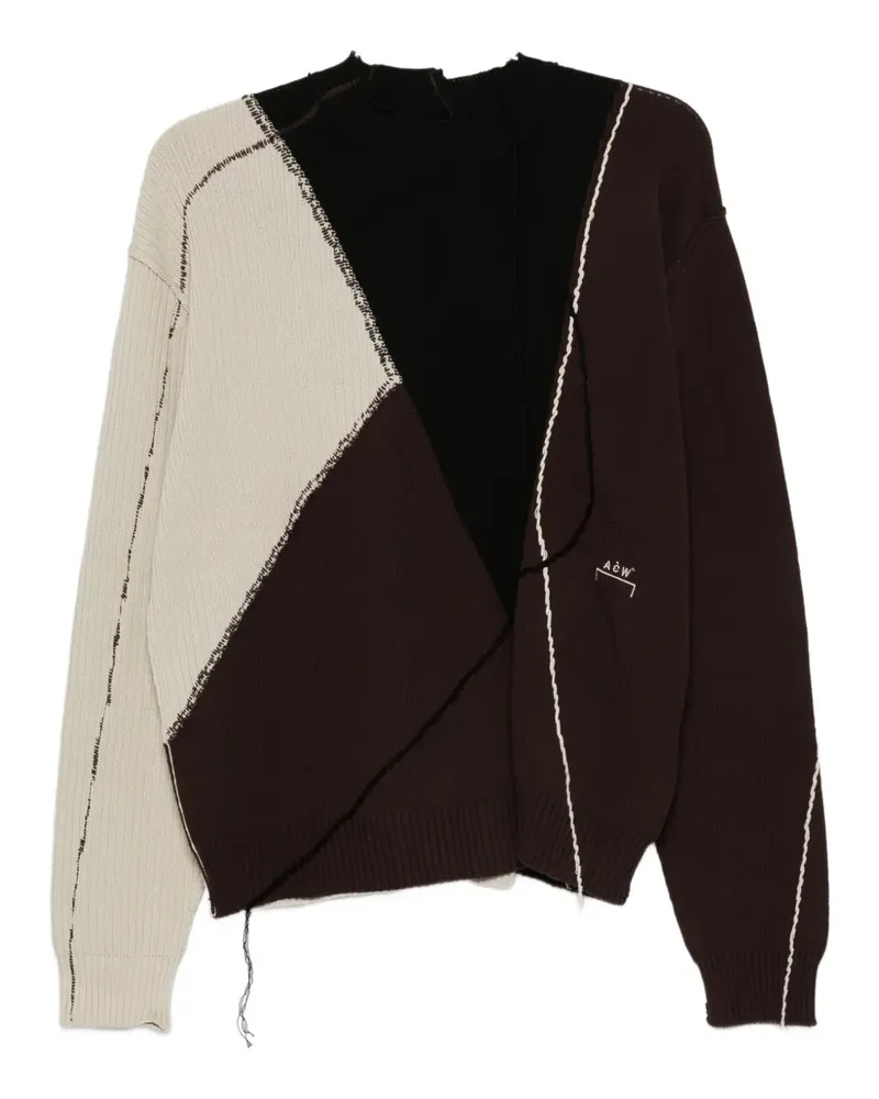 ACW* Ausgefranster Pullover im Patchwork-Look - Grau Grau
