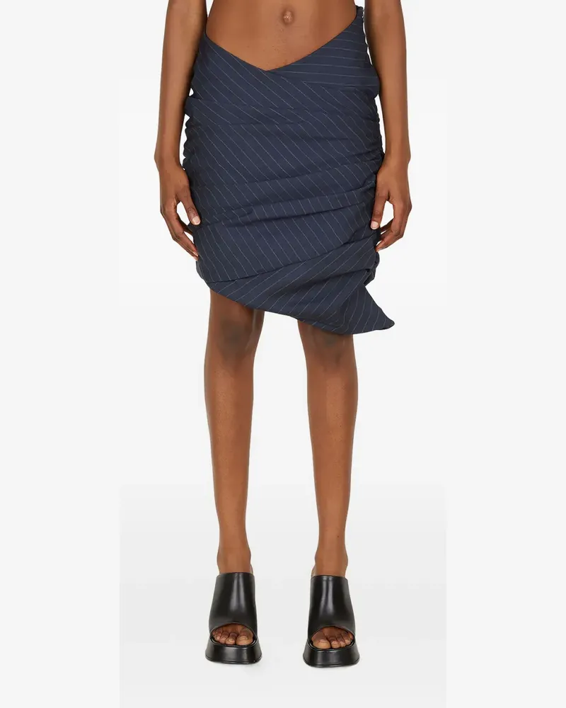 LOURDES New York Asymmetrischer Nadelstreifenrock - Blau Blau