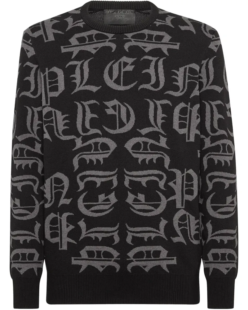 Philipp Plein Pullover mit Logo-Intarsie - Schwarz Schwarz