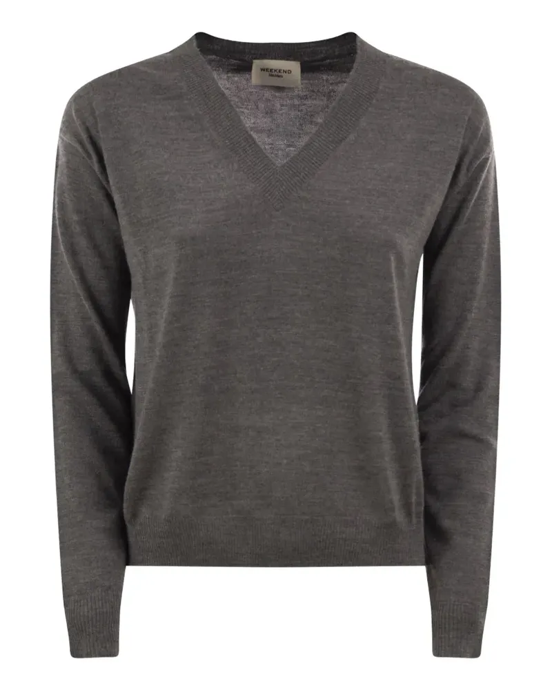 Max Mara Fiocchi fein gestrickter Pullover mit V-Ausschnitt - Grau Grau