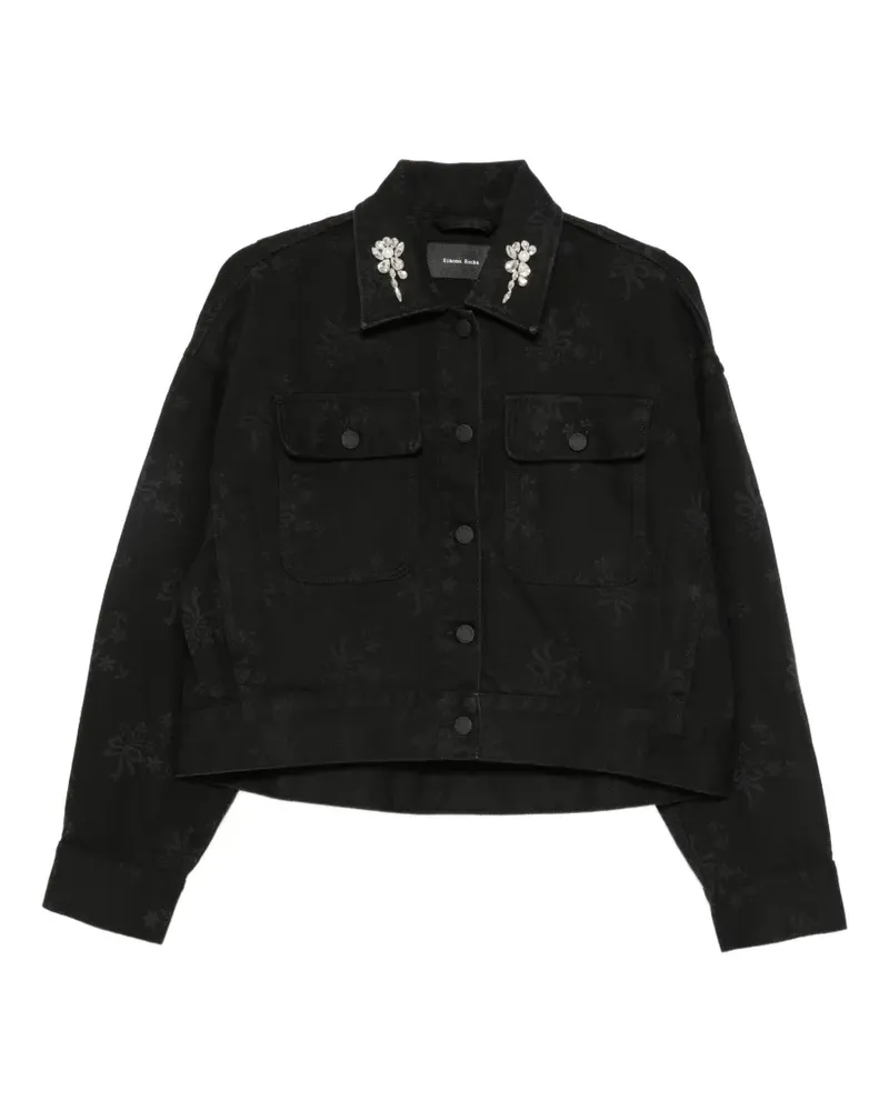 Simone Rocha Jeansjacke mit Kristallen - Schwarz Schwarz