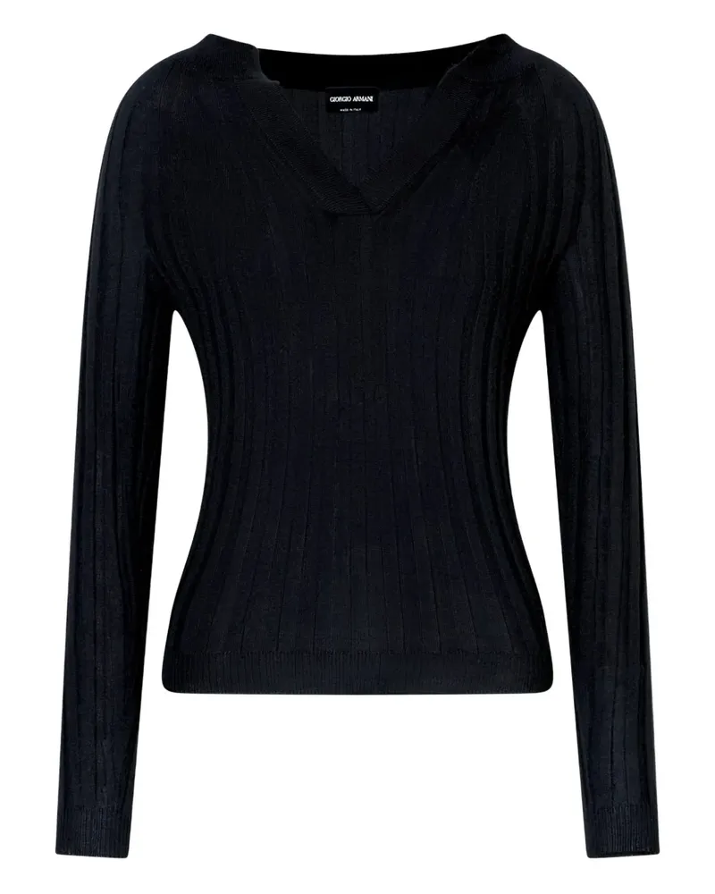 Giorgio Armani Gerippter Kaschmirpullover - Schwarz Schwarz
