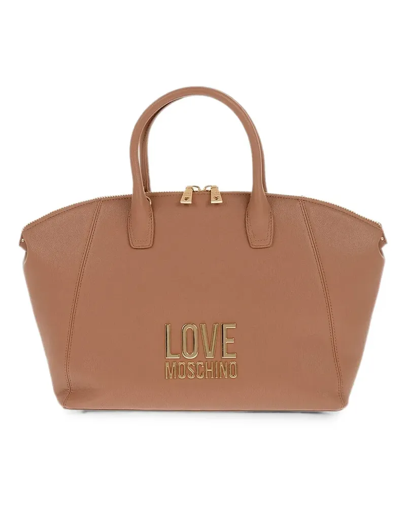 Moschino logo-plaque tote bag - Nude Nude