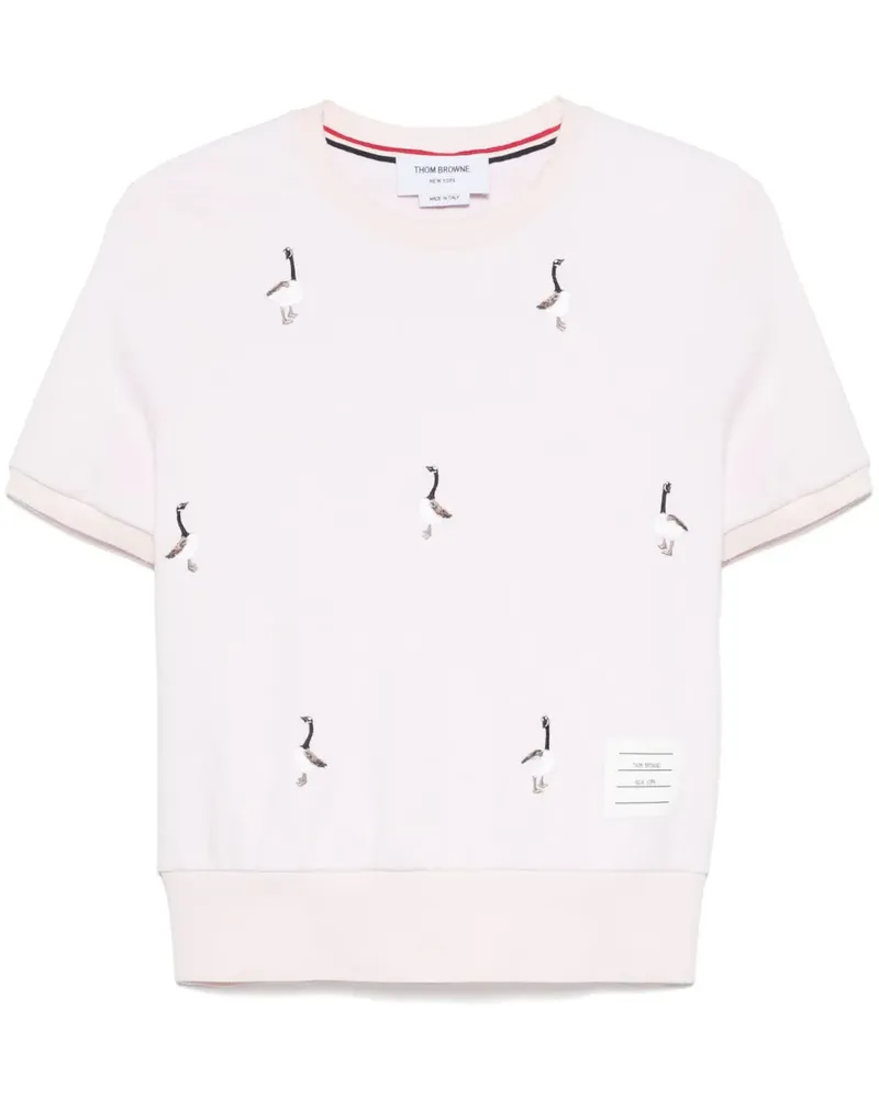 Thom Browne T-Shirt mit Gänsestickerei - Rosa Rosa