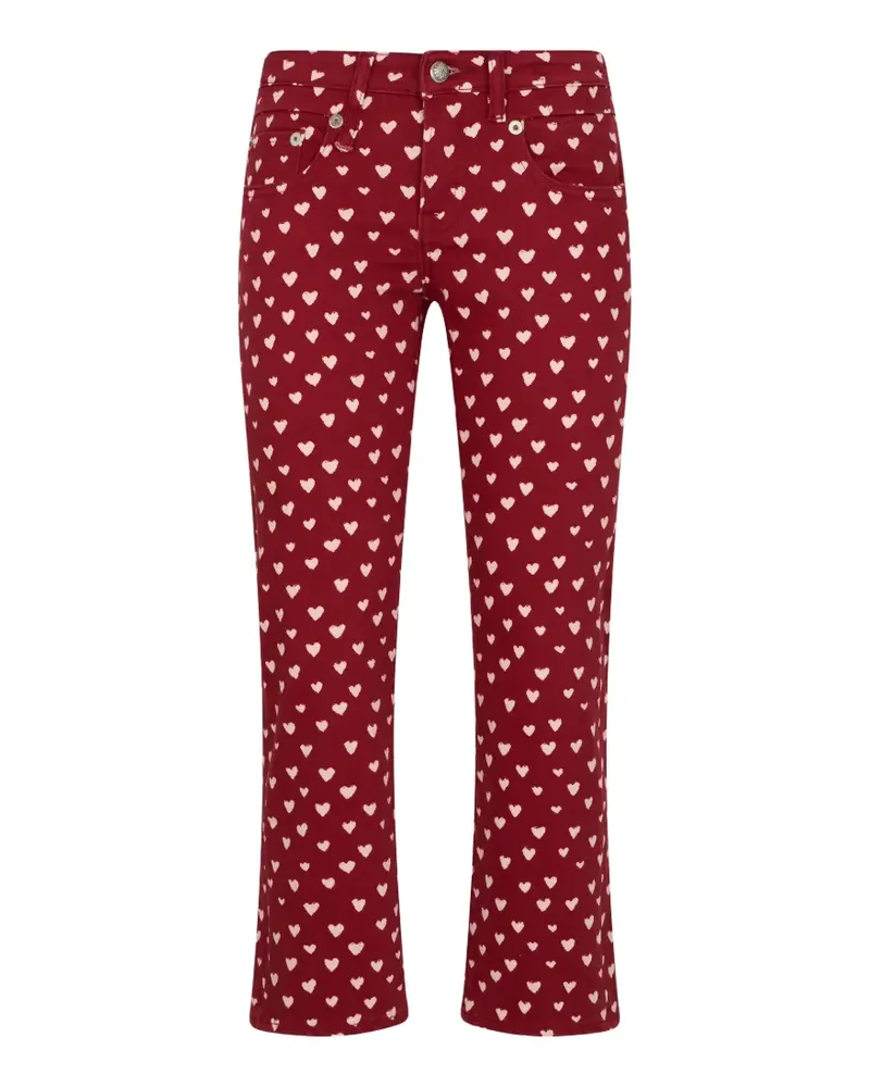 R13 heart-print cropped trousers - Rot Rot