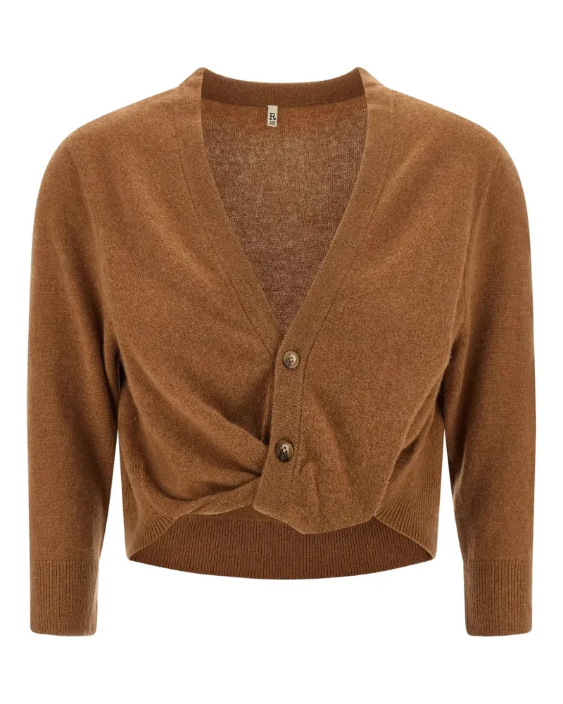 R13 Cardigan aus Kaschmir mit Knotendetail - Braun Braun