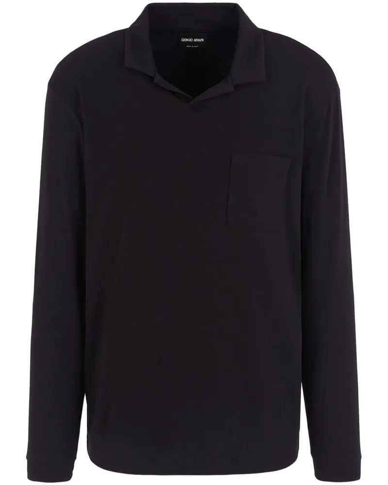 Giorgio Armani Langärmeliges Poloshirt - Schwarz Schwarz