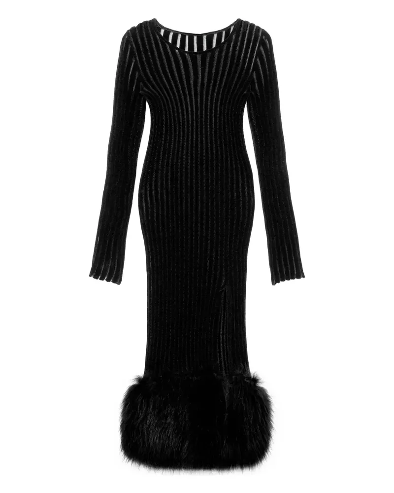 Blumarine Geripptes Midikleid - Schwarz Schwarz