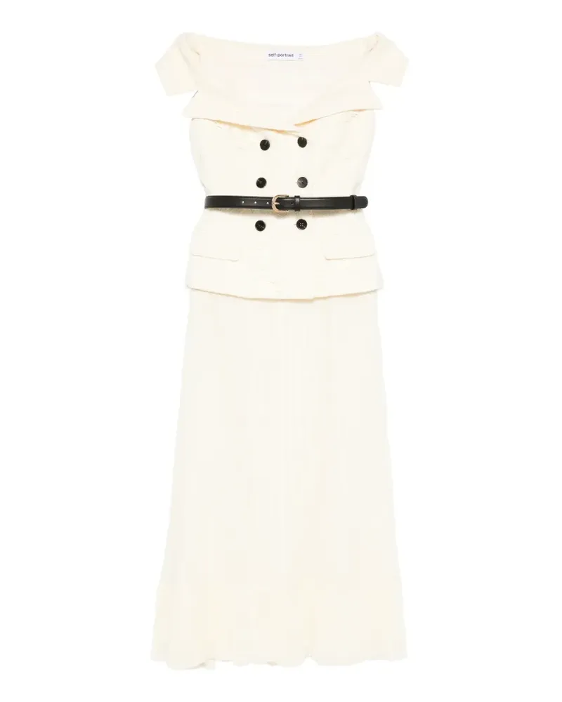 Self-Portrait Chiffon-Midikleid mit Spitze - Nude Nude