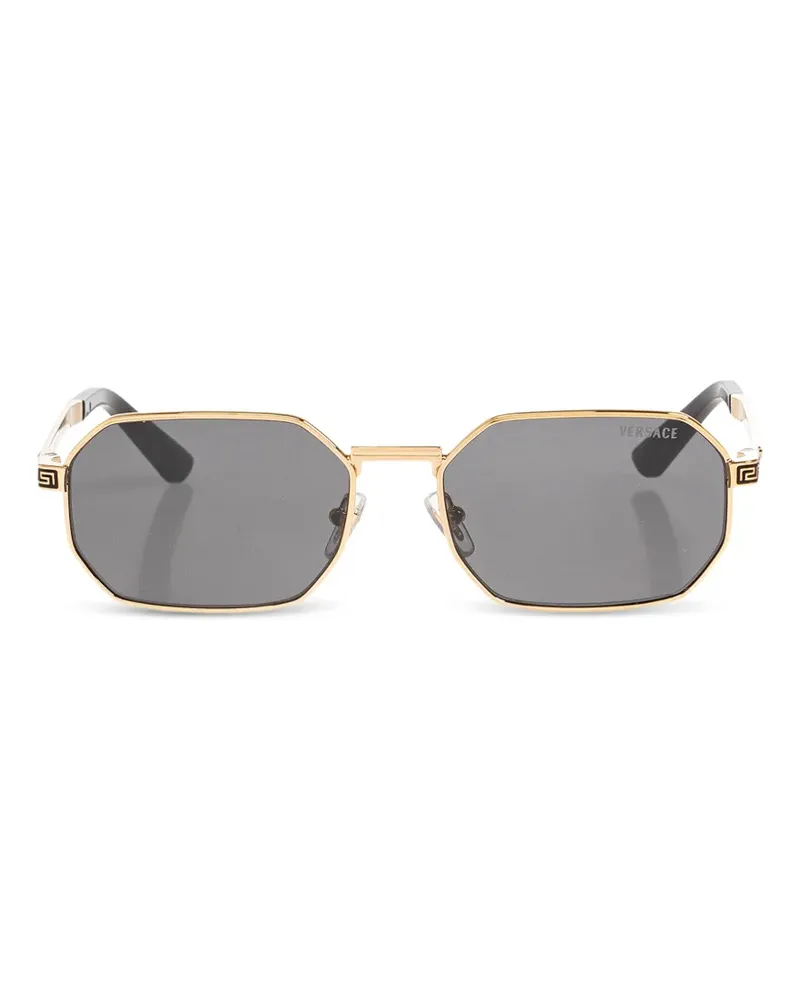 Versace Geometrische Sonnenbrille mit Greca-Detail - Gold Gold