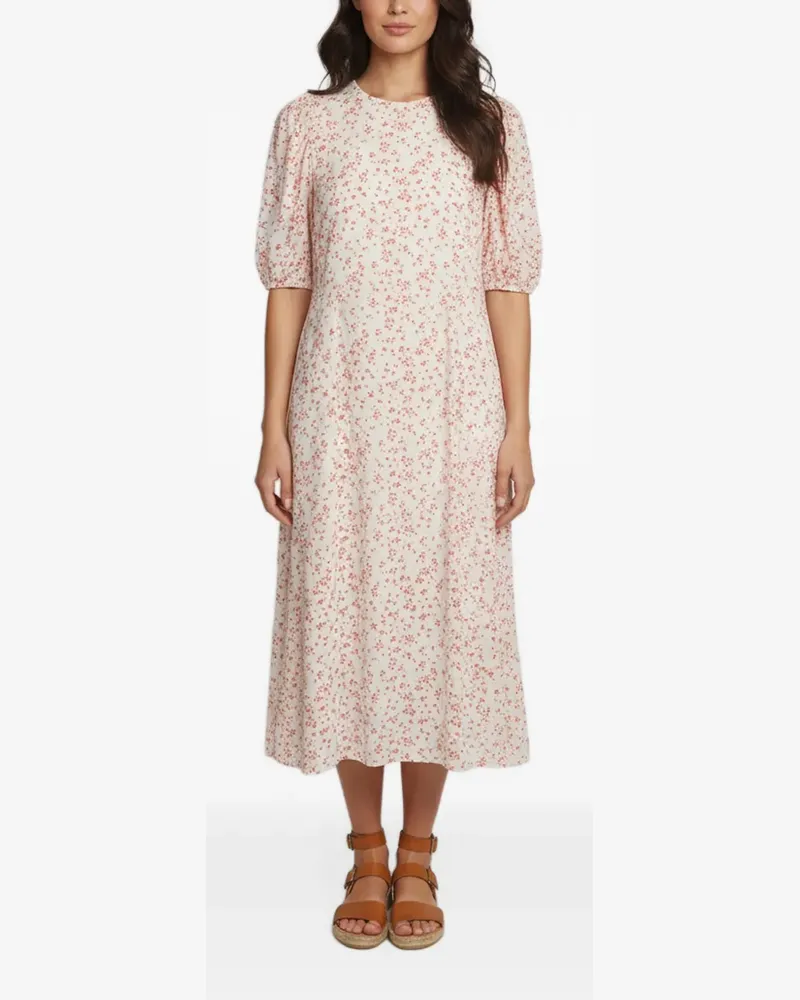 Ganni Midikleid mit Puffärmeln - Nude Nude