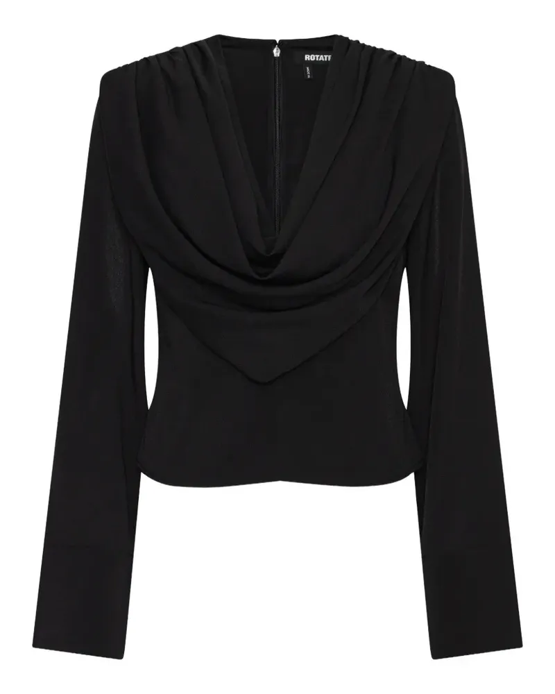 ROTATE Birger Christensen draped blouse black - Schwarz Schwarz
