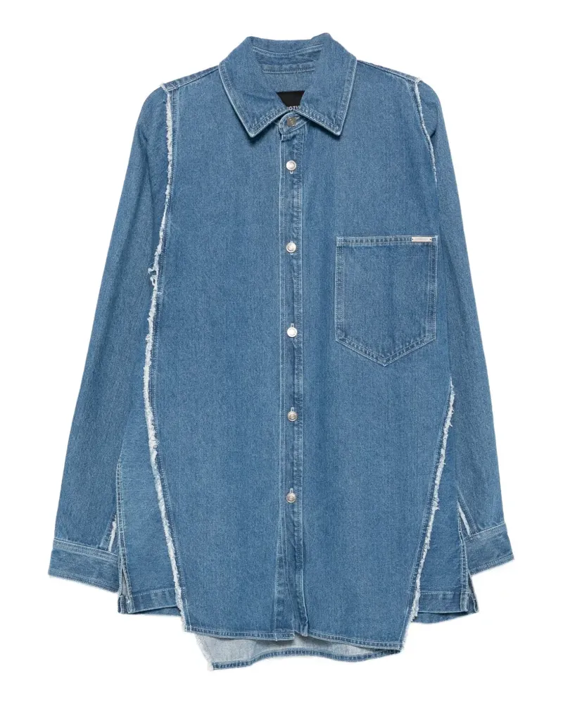 SONGZIO Besticktes Hemd mit ungesäumten Kanten - Blau Blau