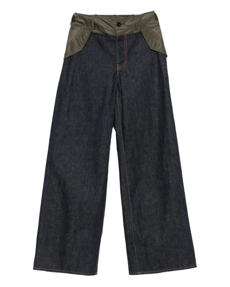 Sacai Jeans mit Kontrasteinsätzen - Blau Blau