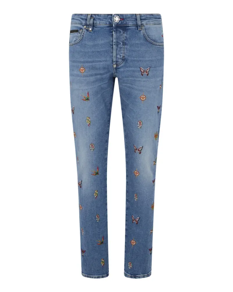 Philipp Plein Gerade Jeans mit Stickerei - Blau Blau