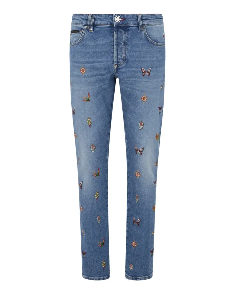 Philipp Plein Gerade Jeans mit Stickerei - Blau Blau
