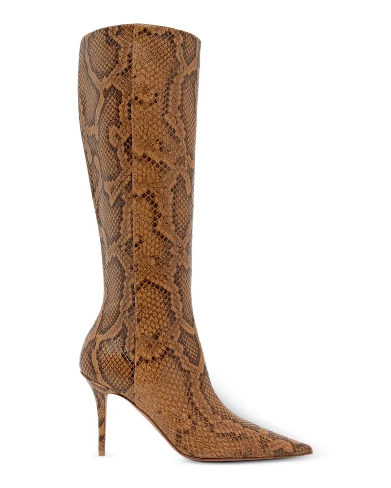 Amina Muaddi Barbara snake-effect boots - Braun Braun