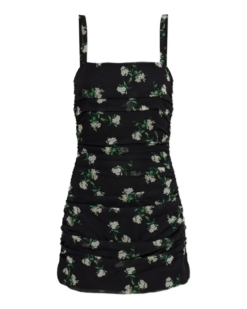 Dolce & Gabbana floral-print ruched dress - Schwarz Schwarz