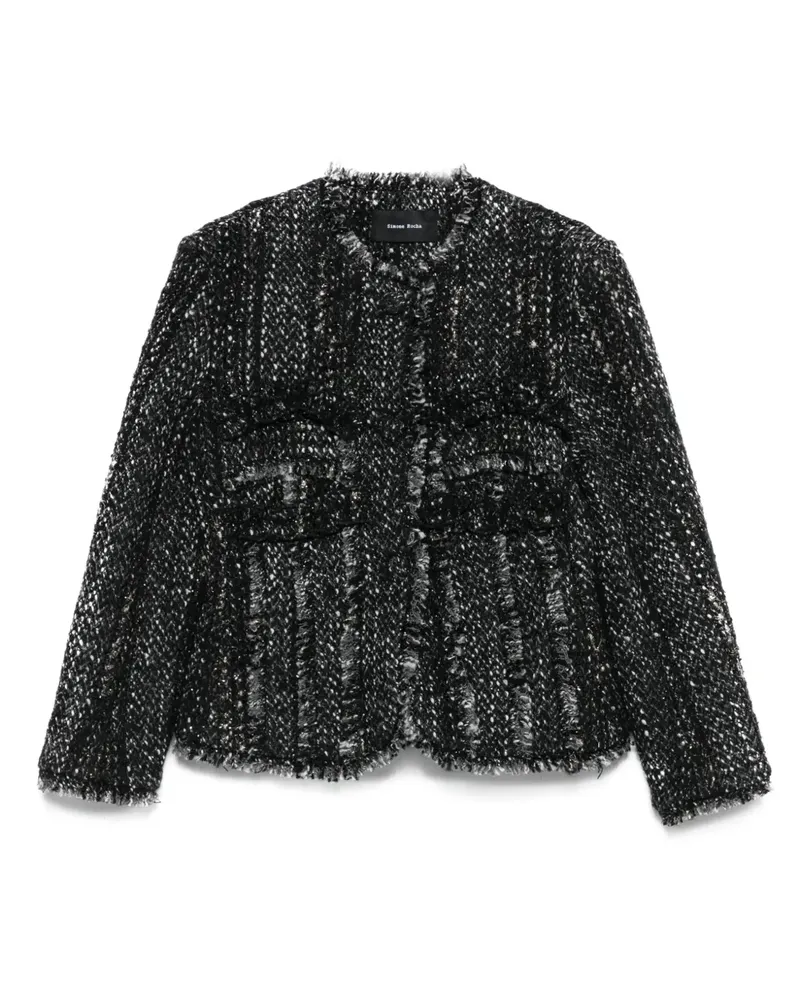 Simone Rocha Tweed-Jacke mit Fransen - Schwarz Schwarz