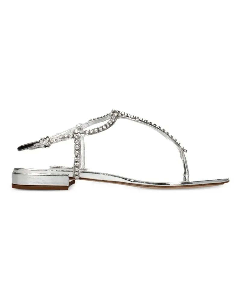 Miu Miu crystal-embellished leather sandals - Silber Silber