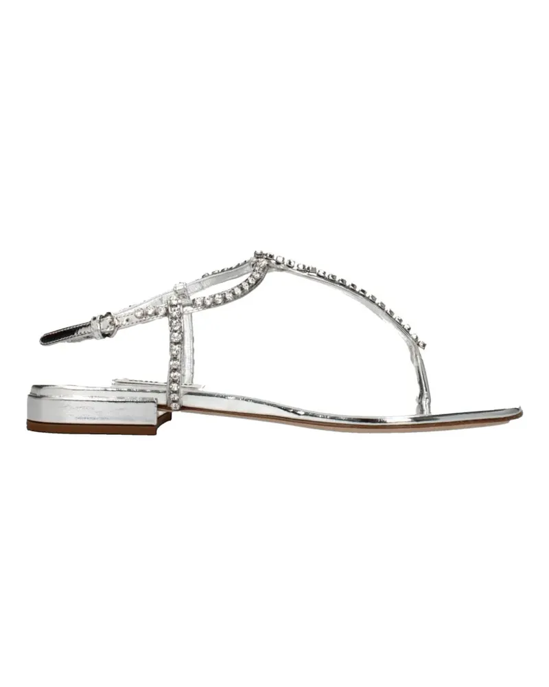 Miu Miu crystal-embellished leather sandals - Silber Silber