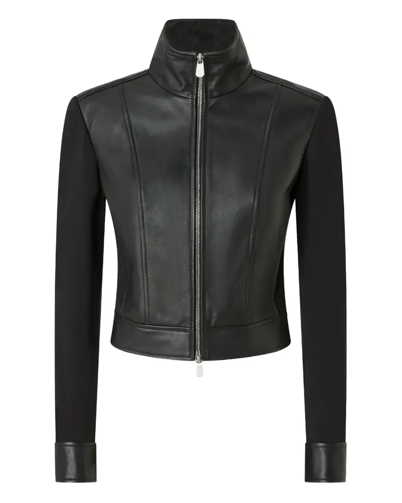 Pinko Mantel mit Ledereinsätzen - Schwarz Schwarz