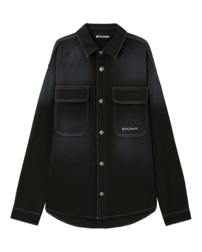 Palm Angels Jeanshemd mit Logo - Schwarz Schwarz
