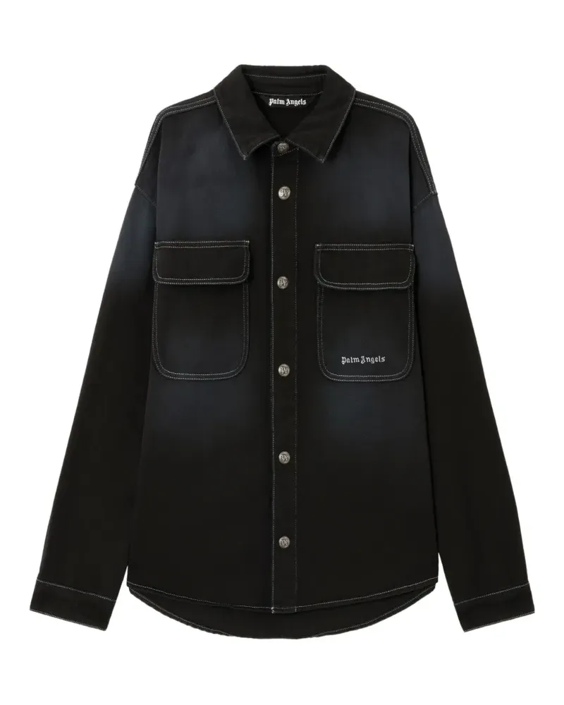 Palm Angels Jeanshemd mit Logo - Schwarz Schwarz