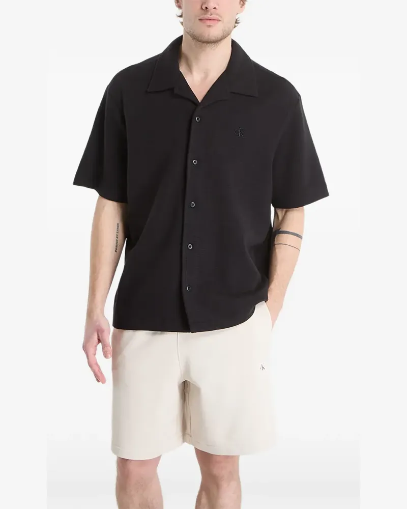 Calvin Klein logo-embroidered shirt - Schwarz Schwarz
